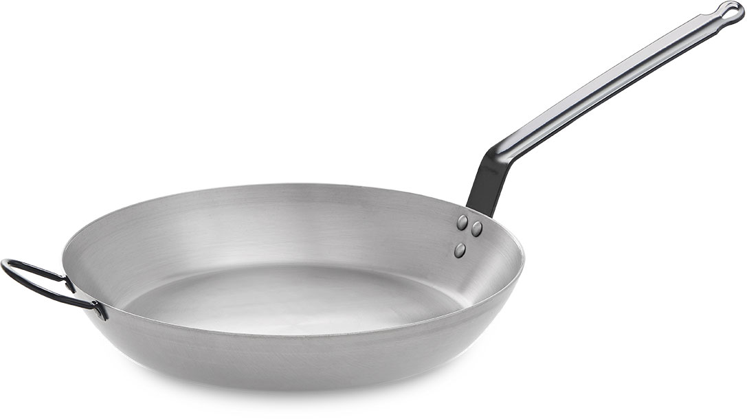 Sartén llana de acero pulido uso profesional